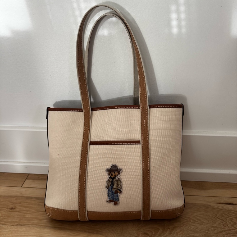 Polo bear canvas tote bag